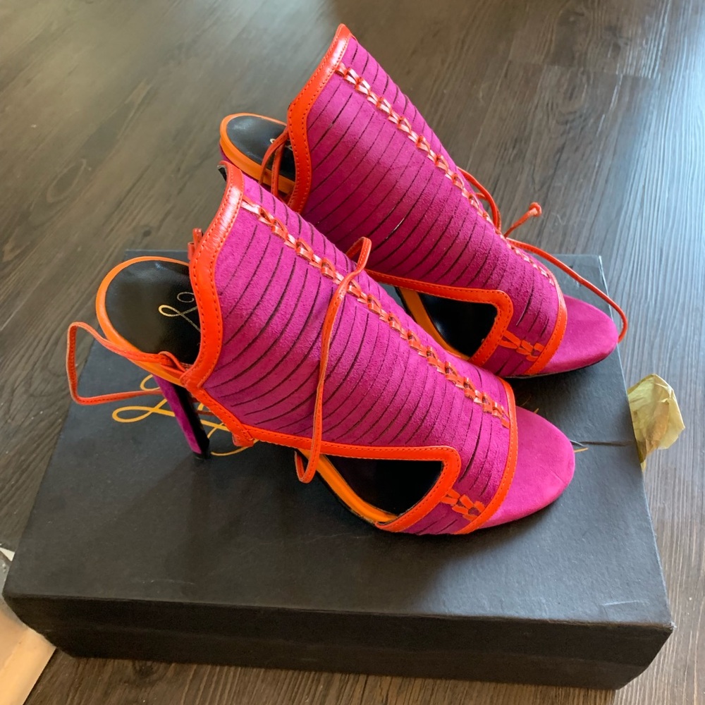 Fuschia High heel Lace up sandal